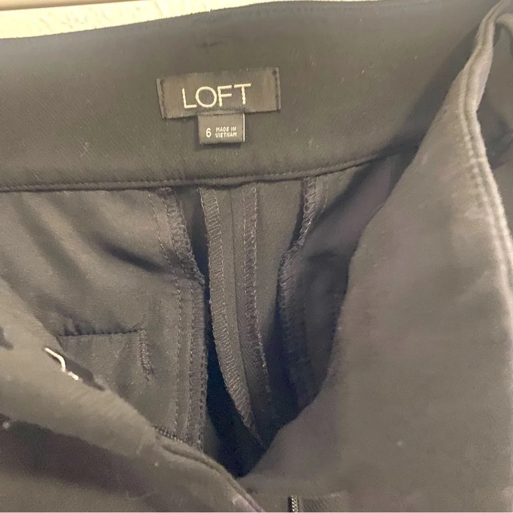 Loft Women’s Cargo Style Straight Pants Size 6 Black Business Casual Thick EUC